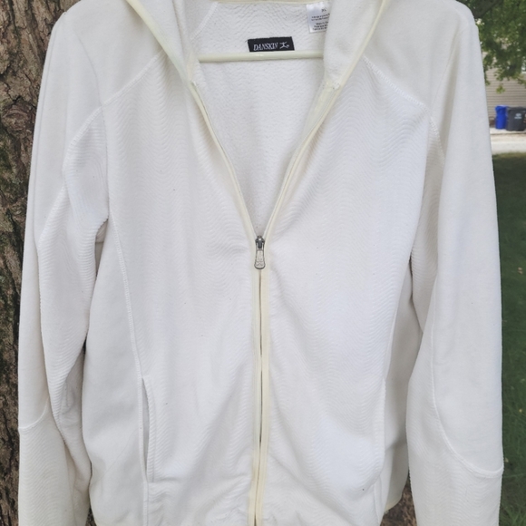 Jacket, white Danskin Activewear sz. XL, zipper jacket 2 pockets - Picture 3 of 5